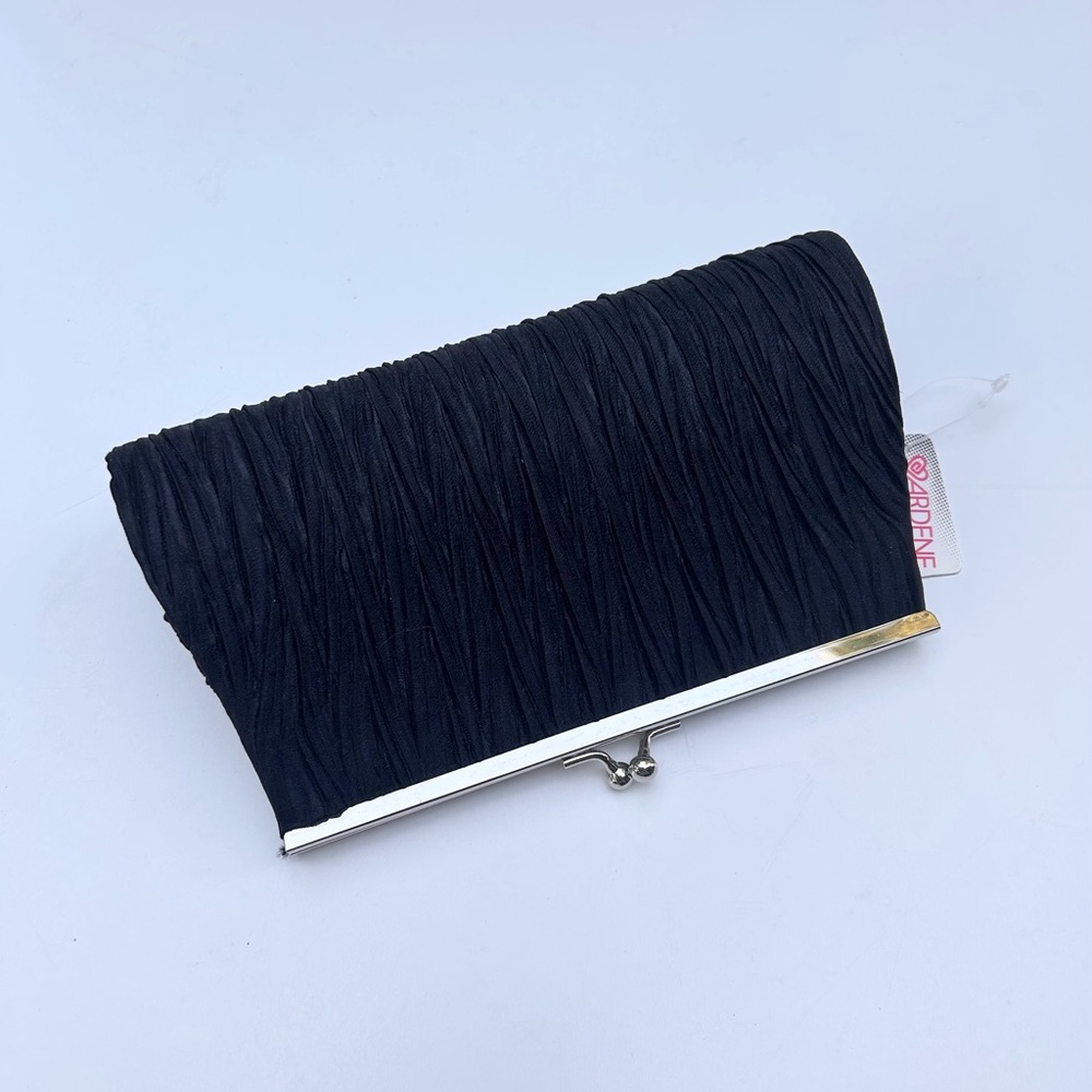 NWT Elegant Women Evening Bag, Clutch, Black and Silver